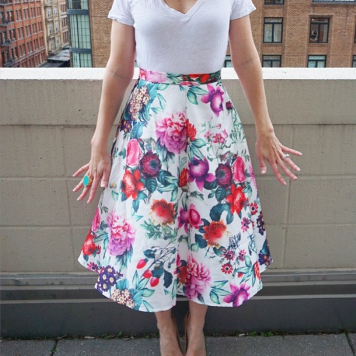 Midi Floral Flare Skirts