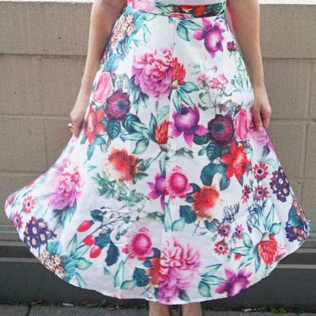 Midi Floral Flare Skirts